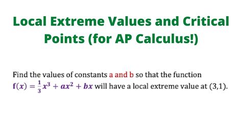 Finding Local Maximum Minimum And Critical Points For Ap Calculus