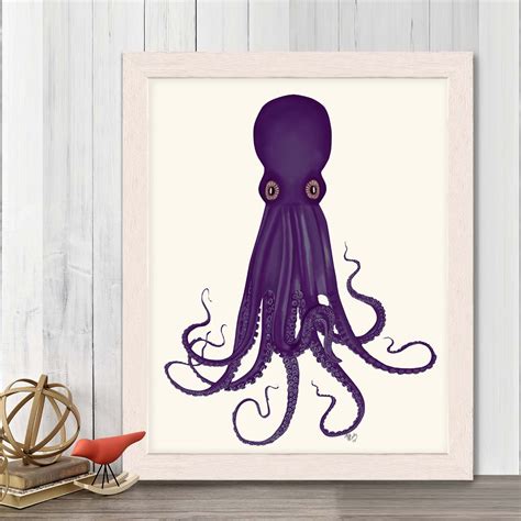 Octopus art Purple Octopus Print 8 Nautical Nursery Decor | Etsy