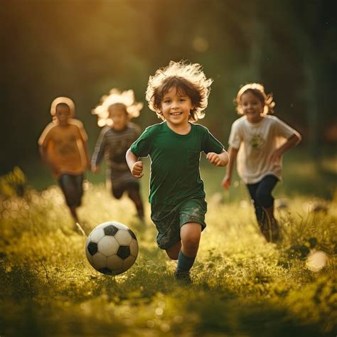 Premium Photo | Children playing soccer