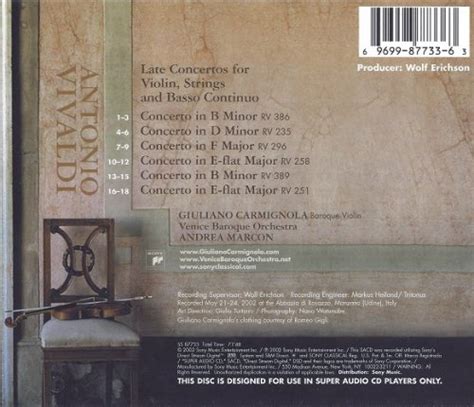 Giuliano Carmignola Vivaldi Late Violin Concertos 2002 SACD