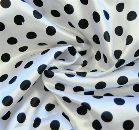 Polka Dot White Black SHINY SATIN 100% Polyester Pantie Lingerie Fabric ...