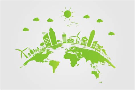 Green Earth And City Eco Concept Stock Vector Illustration Of