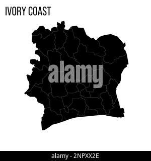 Côte d Ivoire Carte districts illustration noir et blanc Image