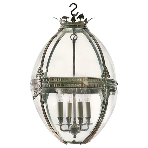 Georgian Style Quatrefoil Pendant Lantern With Curved Glass And Nickel Finis For Sale At 1stdibs