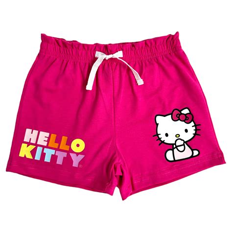 Hello Kitty Girls 2 Piece Fashion Tee Shirt And Active Short Set With Tie Front Top And Fashion