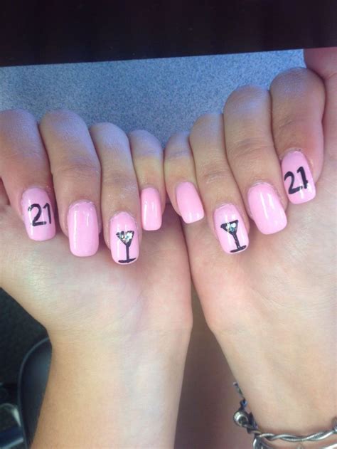 Cute 21st Birthday Nails For Her 21st Birthday Nails Birthday Nail Designs Birthday Nails