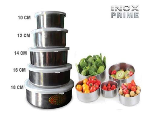 Conjunto A O Inox Pe As Tigelas Inox Potes C Tampa Soft Tigela