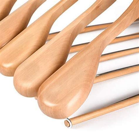 Luxury Wide Shoulder Wooden Hangers 2 Pack With Locking Bar Smooth