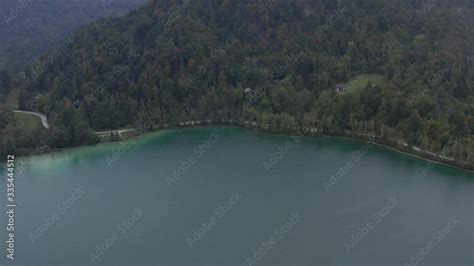 Flight Over Of Bled Island Blejski Otok With Pilgrimage Church Of The