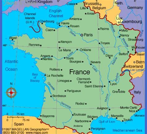 France Map - Map - Travel - Holiday - Vacations