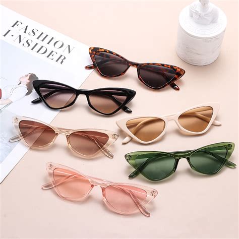 Triangle Cat Eye Sunglasses For Women Small Frame Retro Cateye Sun