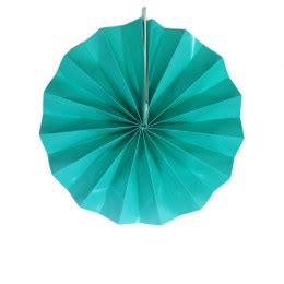 Leque De Papel Liso Azul Tiffany 20cm