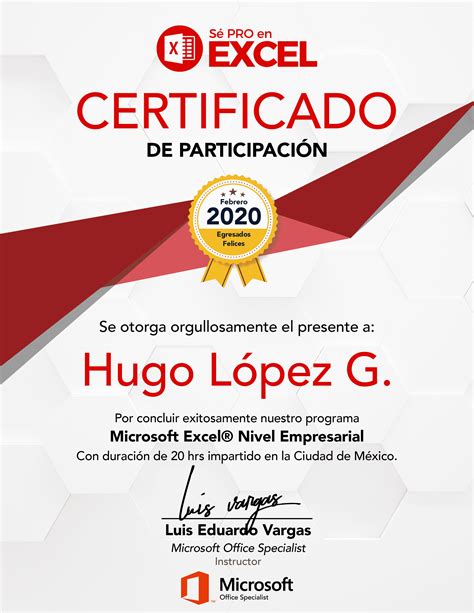 Certificado De Excel