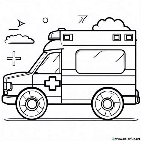 Coloriage de l ambulance de secours à Télécharger ou à Imprimer