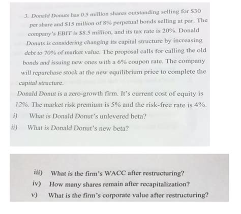 Solved Donald Donuts Has O Million Shares Outstanding Chegg