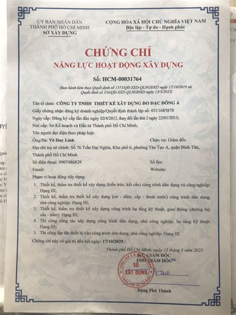 DỊCH VỤ TƯ VẤN CẤP CHỨNG CHỈ HÀNH NGHỀ XÂY DỰNG TẠI THÀNH PHỐ HỒ CHÍ MINH