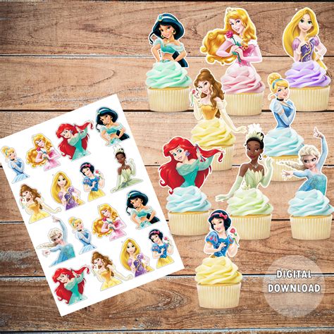 Disney Princess Printable Cupcake Toppers Princess Party Cupcakes