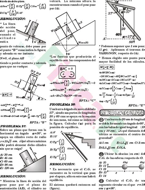 Fisica Aplicada Ejercicios De Centro De Gravedad