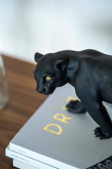 Panther Sculpture Black Animal Figurine Black Width 31cm - Etsy