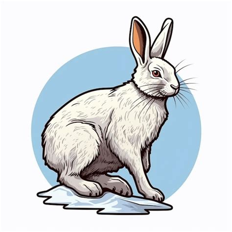 Un Conejo De Dibujos Animados Sentado Sobre Un Trozo De Hielo Con Un