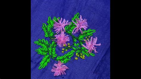 Mimosa Pudica Embroidery Touch Me Not Amazing Needle Point Art Modern