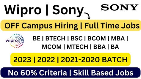 Wipro Off Campus Hiring 2022 2020 Batch Many Courses Eligible Sony Hiring 2023 Batch No