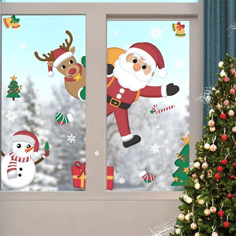 Wall Décor Snowman Stickers Shop Window Stickers Reindeer Decal Christmas Window Decal Winter