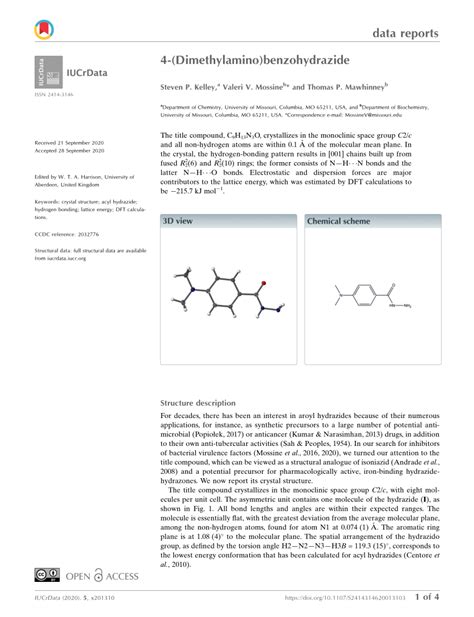 Pdf 4 Dimethylamino Benzohydrazide