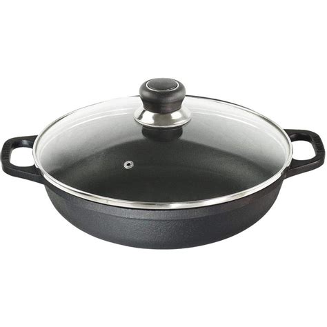 Panela Caçarola De Ferro 7 Litros Tampa Vidro E Alças De Ferro 36cm