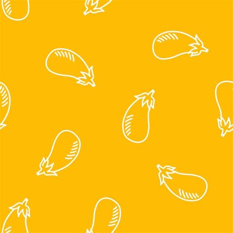 Premium Vector Yellow Seamless Pattern With White Outline Eggplant