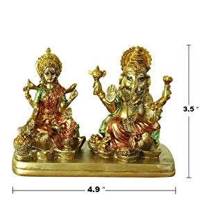 AliKiki Hindu Lord Ganesha Lakshmi Statue Indian God Laxmi Ganesh