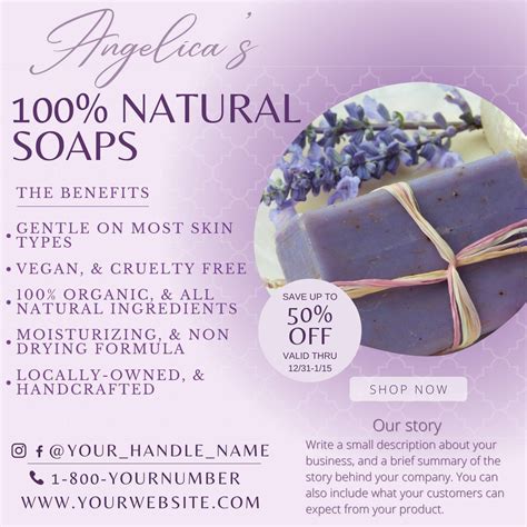 Handmade Soap Flyer Template Editable Instagram Homemade Etsy