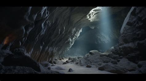 Premium Ai Image A Light Shines Through A Cave That Is Lit Up With A Beam Of Light