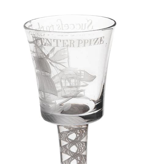 Bonhams A Fine Engraved Privateer Wine Glass Circa 1757