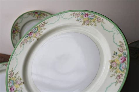 Vintage Hand Painted Japan Meito China Dinner Plates Formal Garden