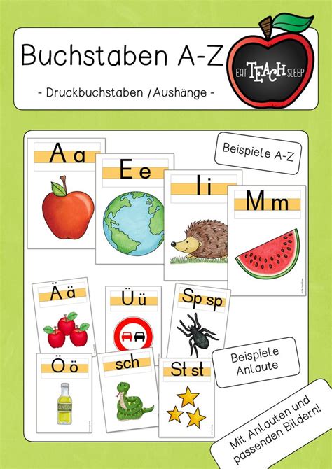 A Z Druckbuchstaben Anlautplakate Unterrichtsmaterial In Den