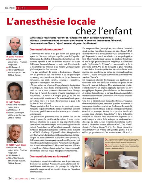 L`anesthésie Locale Chez L`enfant