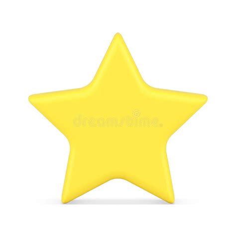 Yellow Five Pointed Glossy Star Front View Realistic 3d Icon Vector