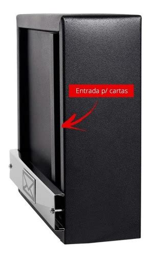 Caixa De Correio Grade Vertical Preto Fosco Tarja Inox Top