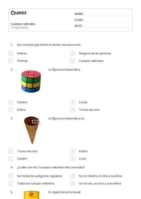50 Volumen De Una Esfera Hojas De Trabajo Para Grado 2 En Quizizz