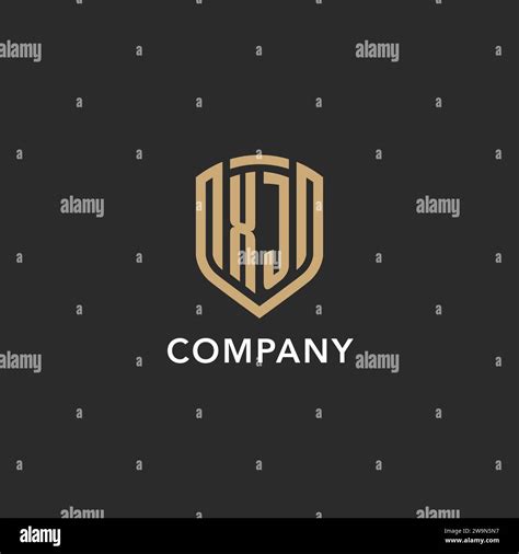 Luxury Xj Logo Monogram Shield Shape Monoline Style With Gold Color And