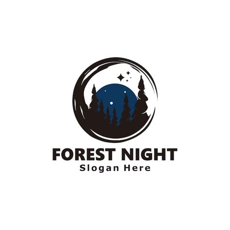 Desenho do logotipo da noite da floresta Ilustração vetorial Vetor