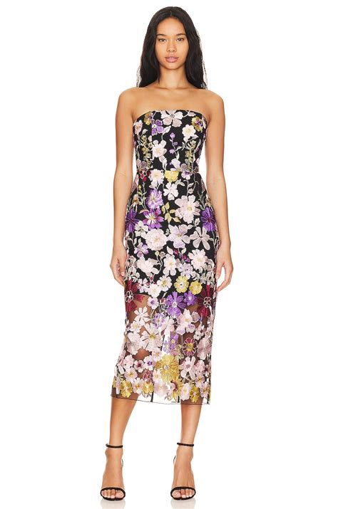 Milly Floral Embroidery Midi Dress In Multi Revolve