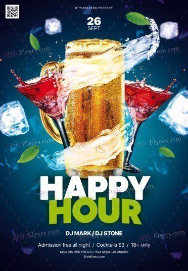 Happy Hour PSD Flyer Template #25689 - Styleflyers