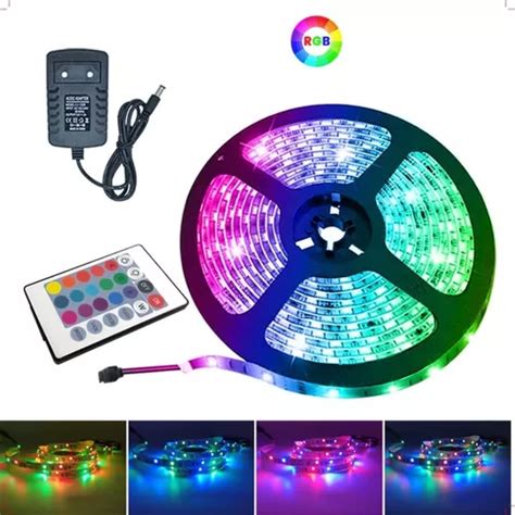 Fita Led Rgb Rolo M Leds Ip C Controle E Fonte Escorrega