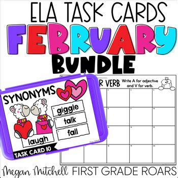 February ELA Task Card Activities Centers Scoot Fast Finishers