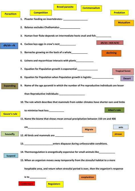 Organisms And Populations Worksheet Live Worksheets