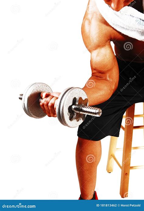 Close Up Of A Arm Holding A Dumbbell Exercising Stock Photo Image Of