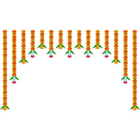 Flower Garland Marigold Toran Festival Decoration Vector Dussehra