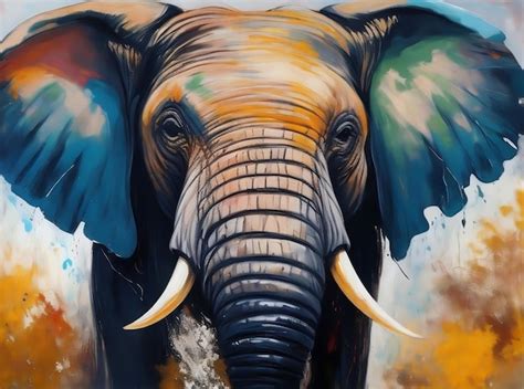 Premium AI Image | Art illustration of an African elephant face painted in a nature atmosphere ...